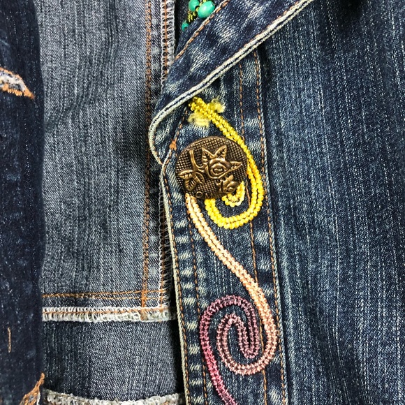 Chagall Beaded Jean Jacket with Lace Detail - Picture 4 of 6